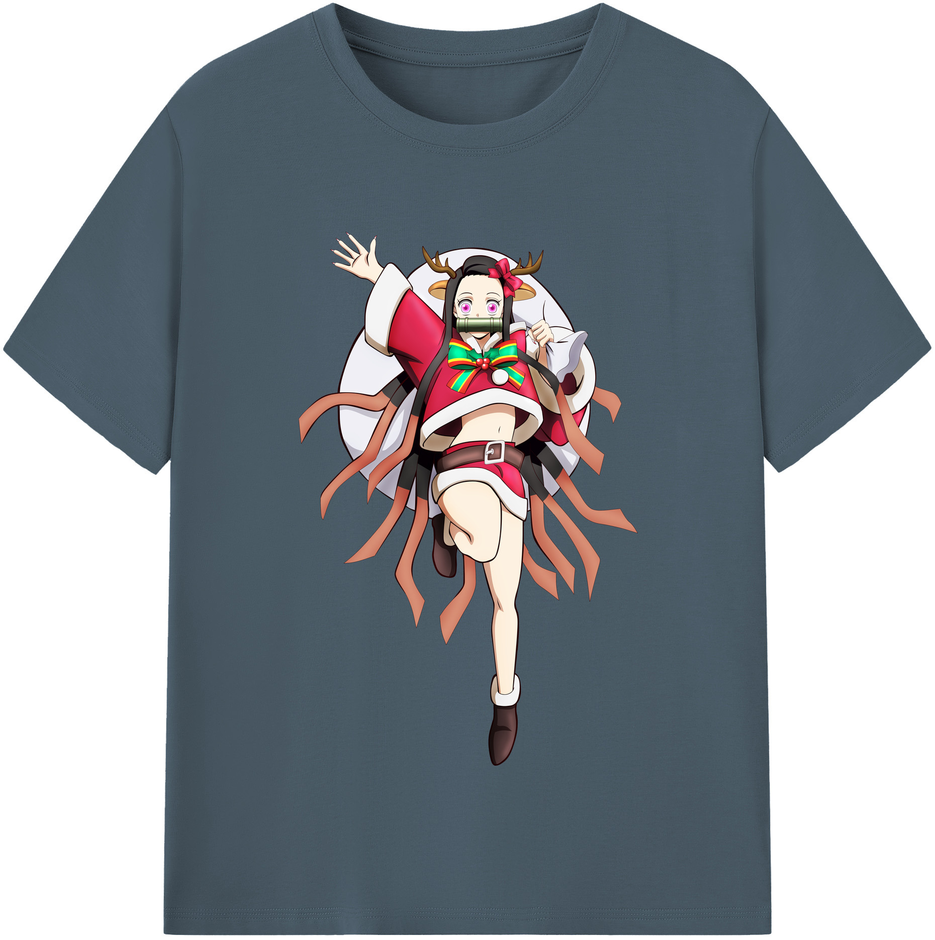 （画像用） 鬼滅の刃（きめつのやいば）竈門 禰󠄀豆子／かまど ねずこ Kamado Nezuko 綿100％半袖Tシャツ（フロントプリント）